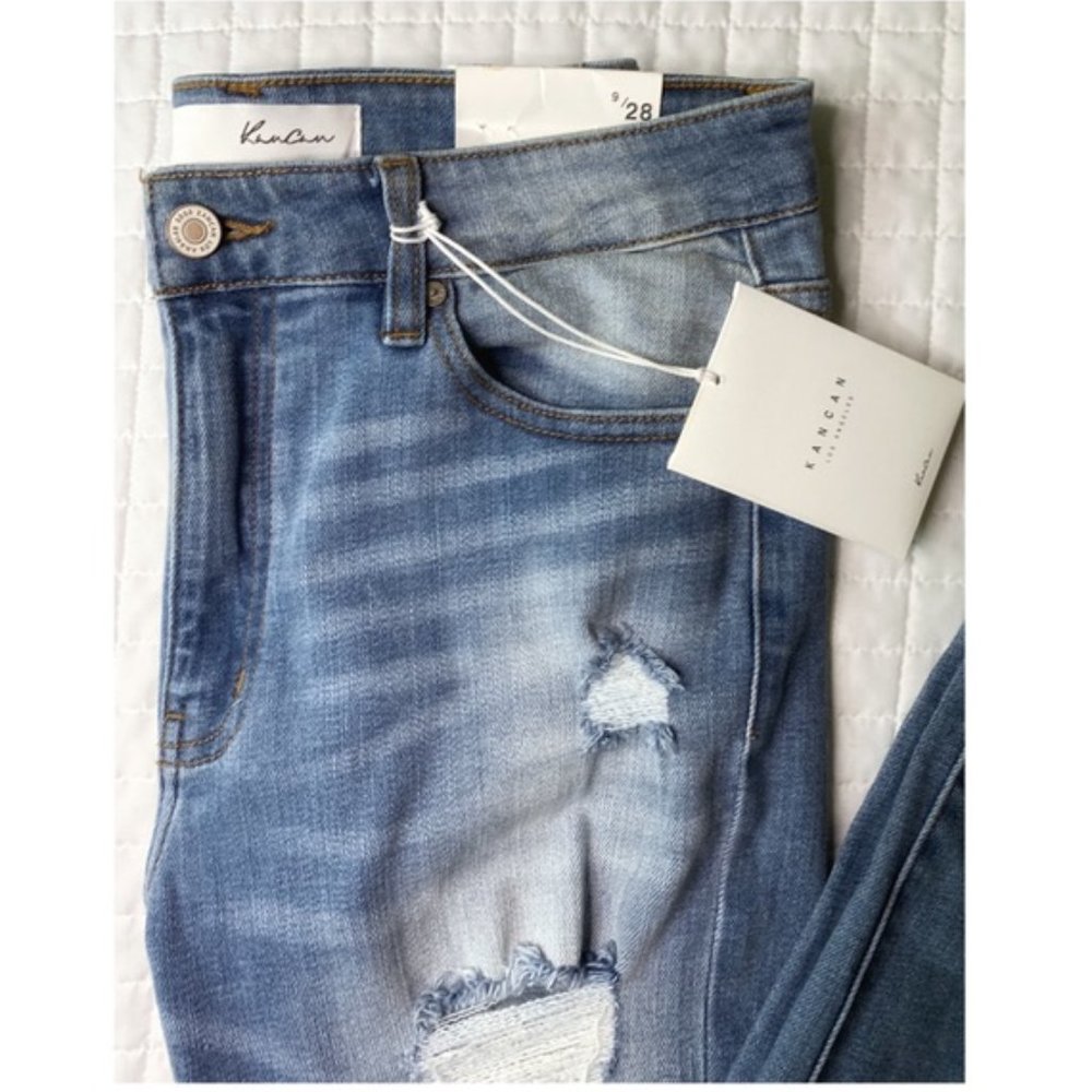 NWT Kancan Distressed Mid Rise Ankle Skinny Jeans - Picture 3 of 7